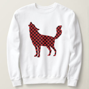 Sweatshirt Chandail animal en bois de Noël, Loup rouge
