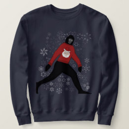 Sweatshirt chandail de noël avec bigfoot et père Noël; unisex