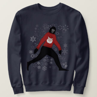Sweatshirt chandail de noël avec bigfoot et père Noël; unisex