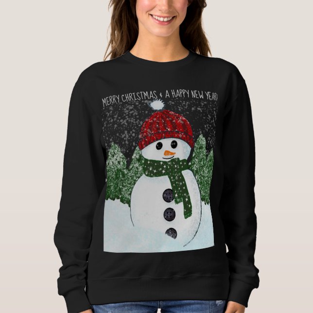 Sweatshirt Chandail de Noël moche de Snowman Red Beanie (Devant)