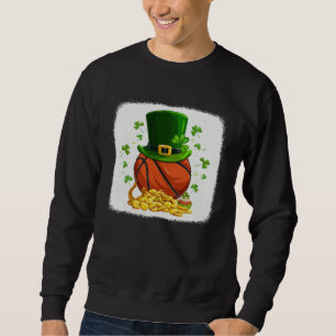 Sweatshirt Chapeau de Leprechaun de Basketball Ball Trèfle Ir