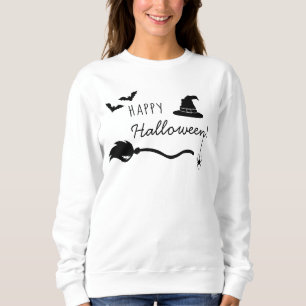 Sweatshirt Chapeau de sorcière et balai avec araignée et chau