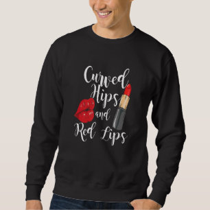 Sweatshirt Charmant Lèvres Rouges Levure Courbée Hauteurs Et 