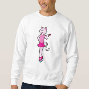 Sweatshirt Chat à Patinage sur glace avec Fleur