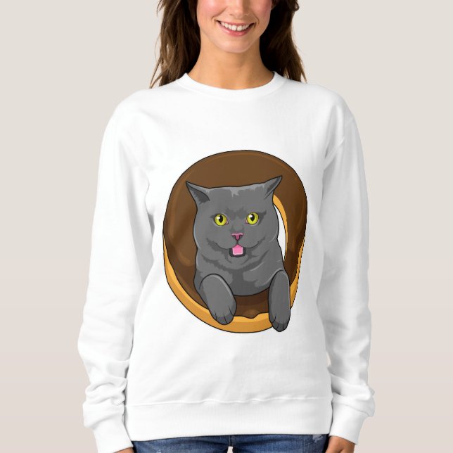 Sweatshirt Chat avec Donut (Devant)
