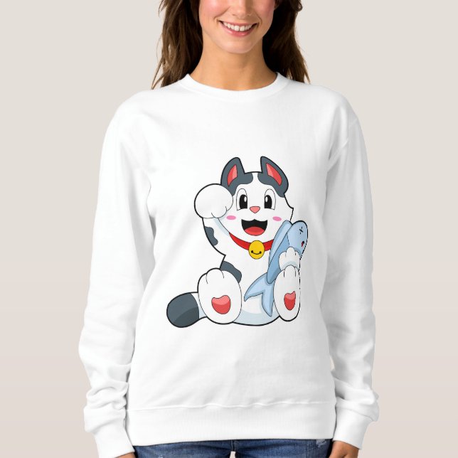 Sweatshirt Chat avec poisson (Devant)