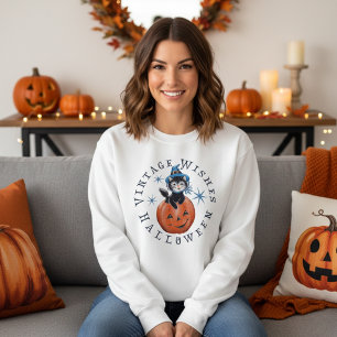 Sweatshirt Chat Citrouille rétro Vintage Halloween