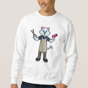Sweatshirt Chat coiffeur avec ciseaux et sèche-cheveux