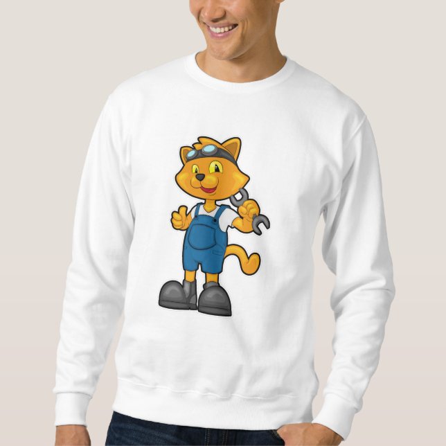 Sweatshirt Chat comme Mécanique avec Spanner (Devant)