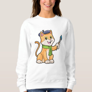 Sweatshirt Chat comme Peintre avec pinceau et écusson