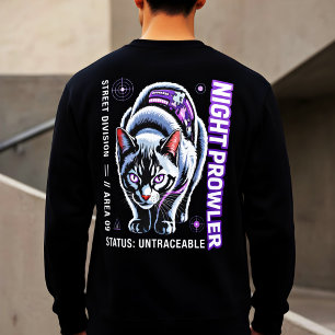 Sweatshirt Chat Cyberpunk - Cadeau de rôdeur nocturne pour le
