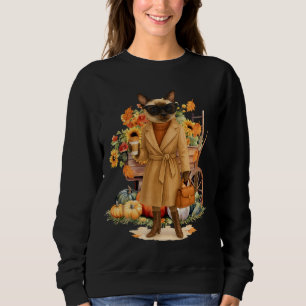 Sweatshirt Chat d'automne avec TURKEY pour Thanksgiving