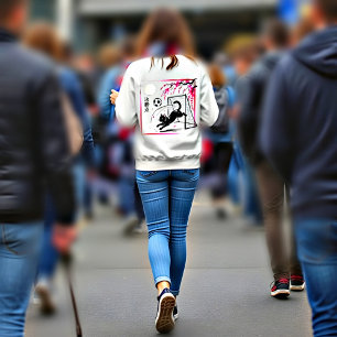 Sweatshirt Chat de football rêveur sous les cerisiers en fleu