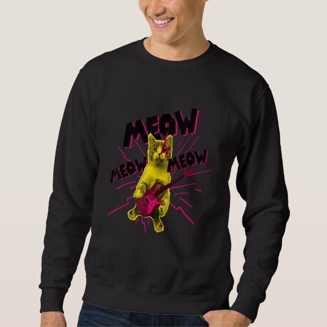 Sweatshirt Chat en métal drôle Jouer de la guitare (Devant)