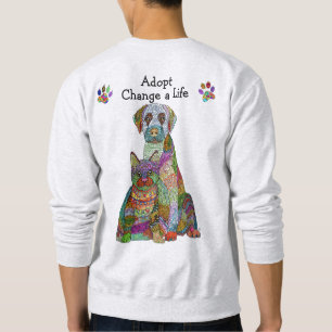 Sweatshirt Chat et chien colorés Adoptez Changer une vie