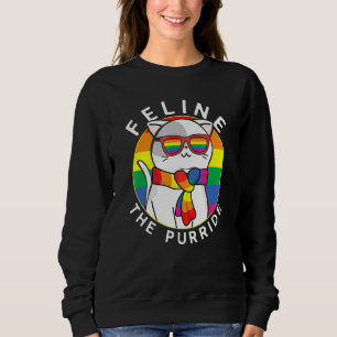 Sweatshirt Chat gay pride Rainbow Lunettes de soleil Feline L