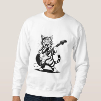Sweatshirt Chat Guitariste Rockstar – Cadeau drôle pour amate