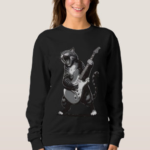 Sweatshirt Chat Jouer Guitare Rock Star Musique Amour Drôle