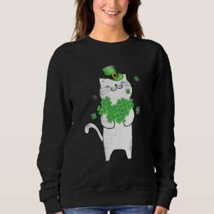 Sweatshirt Chat Leprechaun T Chemise Chat Shamrock St Patrick