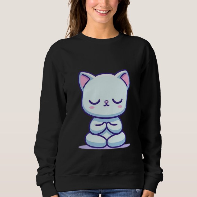 Sweatshirt Chat méditant – ronronnement intérieur (Devant)