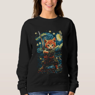 Sweatshirt Chat Ninja Samouraï Japonais dans le style de la n
