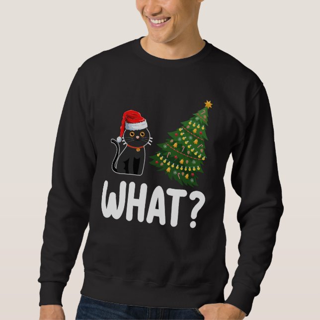 Sweatshirt Chat Noir Ce Poussant Arbre De Noël Drôle (Devant)
