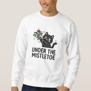 Sweatshirt Chat noir jouant avec le gui, dessin animé festif