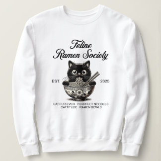 Sweatshirt Chat noir mangeant des nouilles Ramen