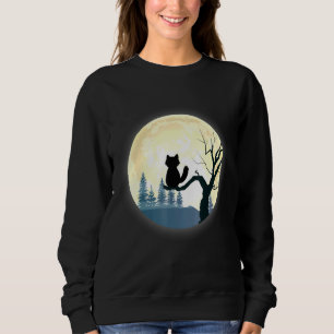 Sweatshirt Chat Noir Romantique Sur Une Nuit De Pleine lune D
