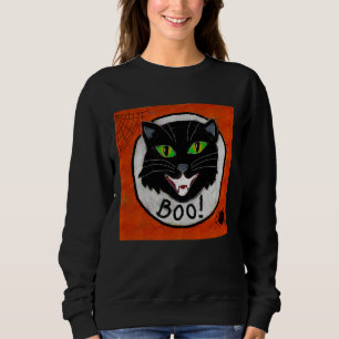 Sweatshirt Chat noir Visage Halloween Art Abstrait à porter