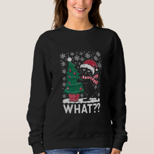 Sweatshirt Chat Quel Drôle De Chat Noir Poussant L'arbre De N