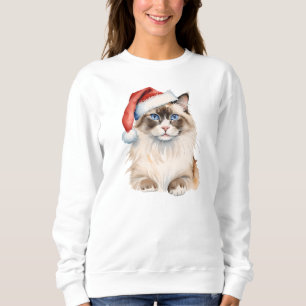 Sweatshirt Chat Ragdoll de Noël Aquarelle