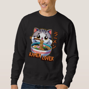 Sweatshirt Chat Ramen Amoureux Noodles Japonais Drôle