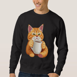 Sweatshirt Chat roux mignon homme café graphique