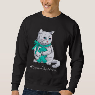 Sweatshirt Chat Ruban de Téal Mois de Sensibilisation à la Sc