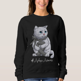 Sweatshirt Chat Ruban Gris Mois de Sensibilisation à l'Aphasi