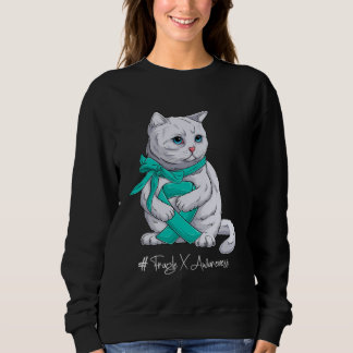 Sweatshirt Chat Ruban Sarcelle Mois de Sensibilisation au Syn