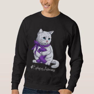 Sweatshirt Chat Ruban Violet Mois de Sensibilisation à l'Épil