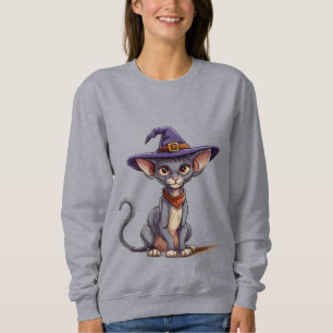 Sweatshirt Chat Sphynx adorable en chapeau de sorcière