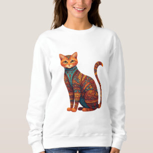Sweatshirt Chat tribal bohème coloré Art