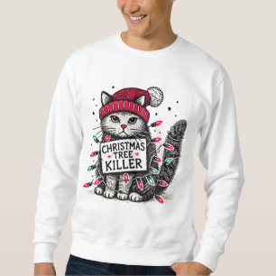 Sweatshirt chat tueur d'arbre de noël