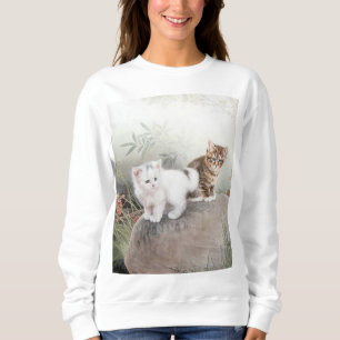 Sweatshirt Chatons chinois de l'art deux de chat