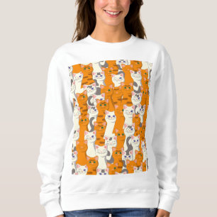 Sweatshirt Chats blancs et gingembre motif yeux verts yeux bl