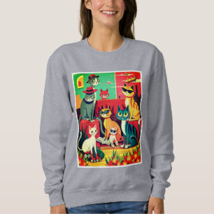 Sweatshirt Chats modernes du milieu du siècle en vacances
