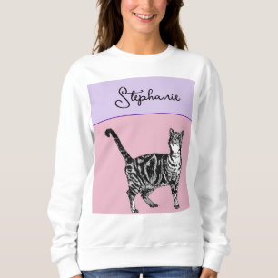 Sweatshirt Chats Tigrés Pastel Chats Femmes Rose Rose Clair A