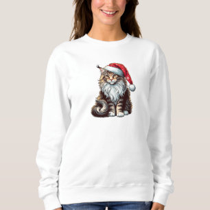 Sweatshirt Chatte à coon du Maine de Noël, chatte à coon du M