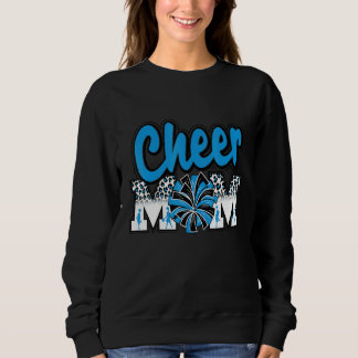 Sweatshirt Cheer Mom Blue Black Leopard Lettres Cheer Pom Pom