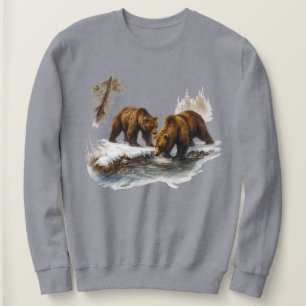 Sweatshirt Chemise à manches longues Rétro Ours Brun Sauvage 