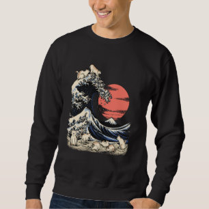 Sweatshirt Chemise Chat Japonais Chat Kanagawa Vague Hokusai 
