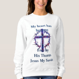 Sweatshirt Chemise de sport pour femme Jésus Croix Violette
